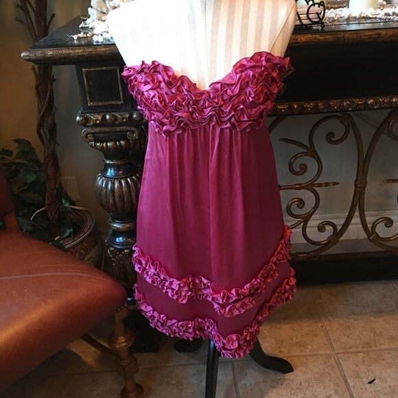 🎃 - SILK FUSCHIA Ruffle Dress & Cardi - Picture 5 of 8